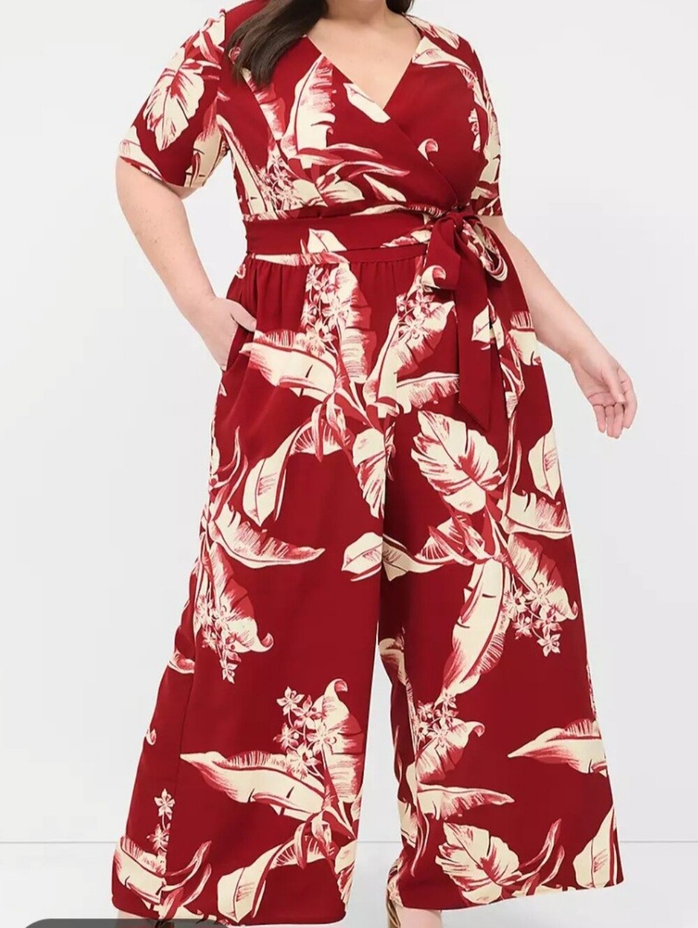 Lane Bryant Floral V-Neck Jumpsuit